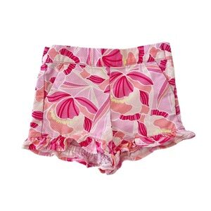 Janie and Jack Pink Peony Ruffle Shorts with Leaf Print | Baby Girl 18 Months